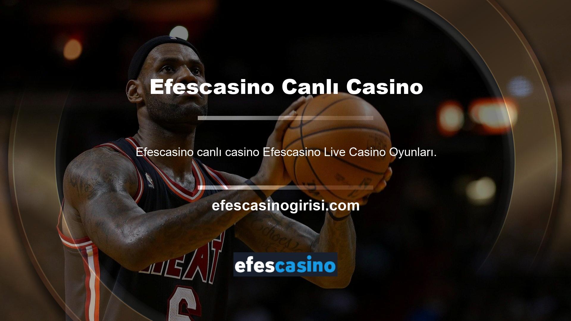 Canlı casino oyunları soldaki kategorilere ayrılmıştır